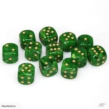 Chessex 12ct 16mm D6 - GR/GD